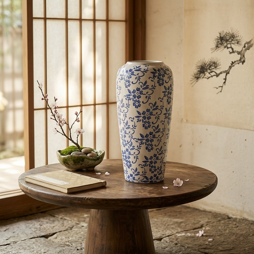 New Retro Blue and White Porcelain Vase