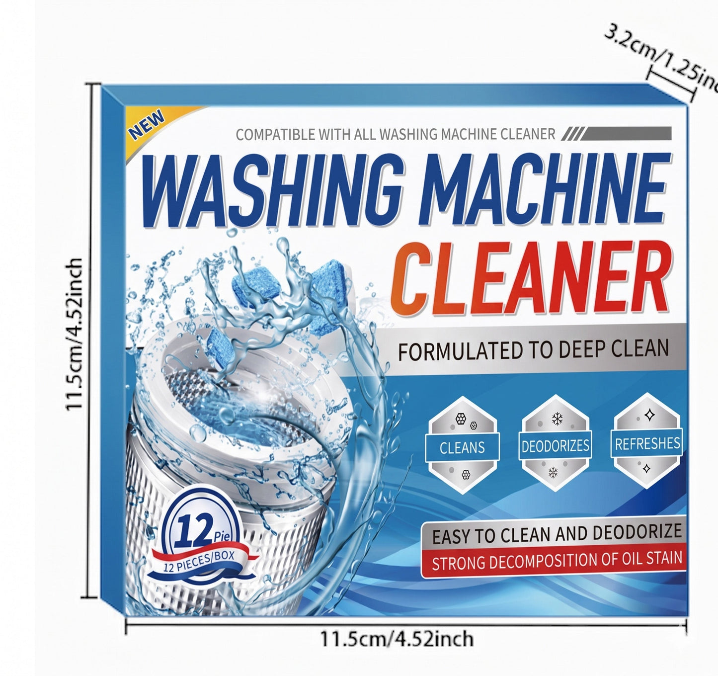 š„ BUY 2 GET 1 FREEW,ashing Machine Cleaning Tablets-12 Tablets Pack-Deep cleaning, descaling and deodorizingā