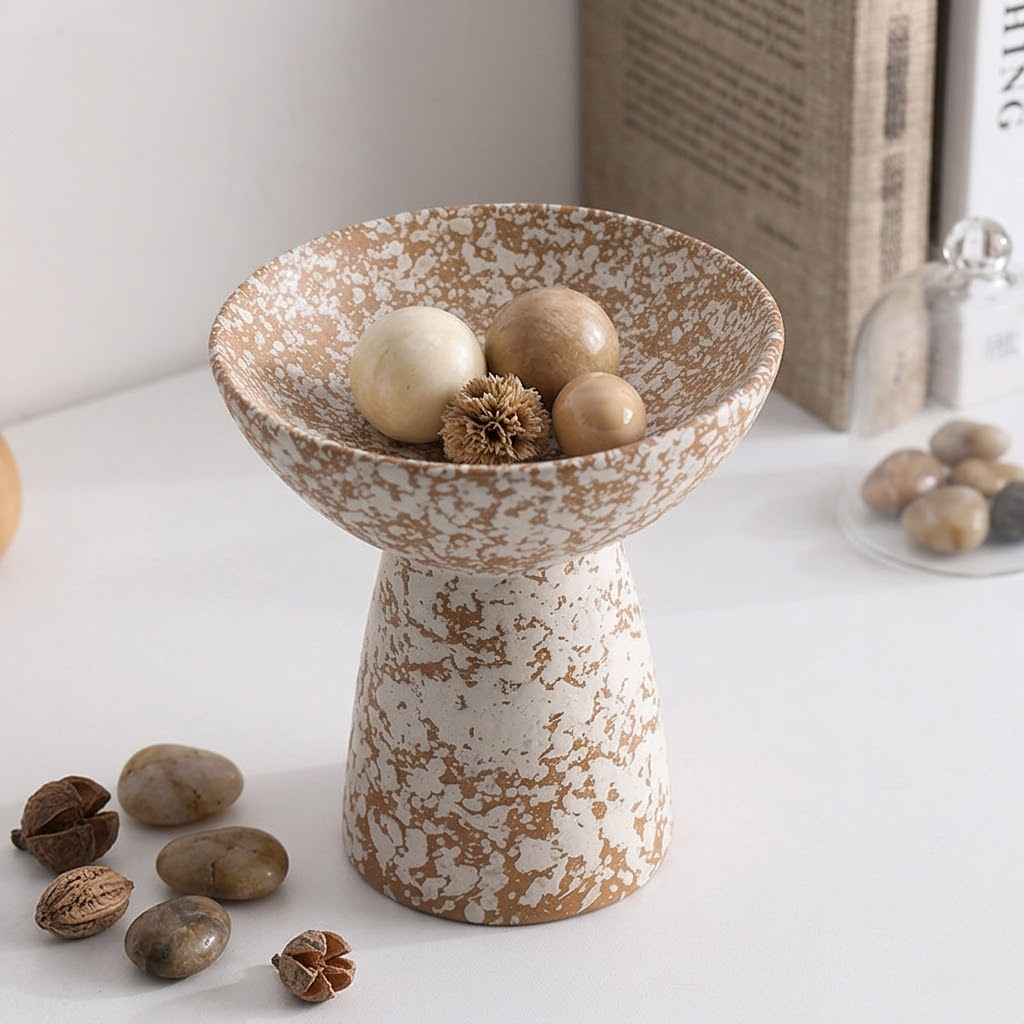 Artistic Splash-Ink Pedestal Tray