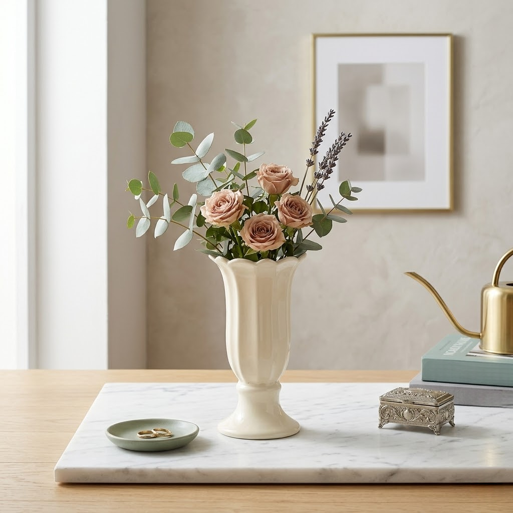Cream Style Luxury Ceramic Goblet Vase
