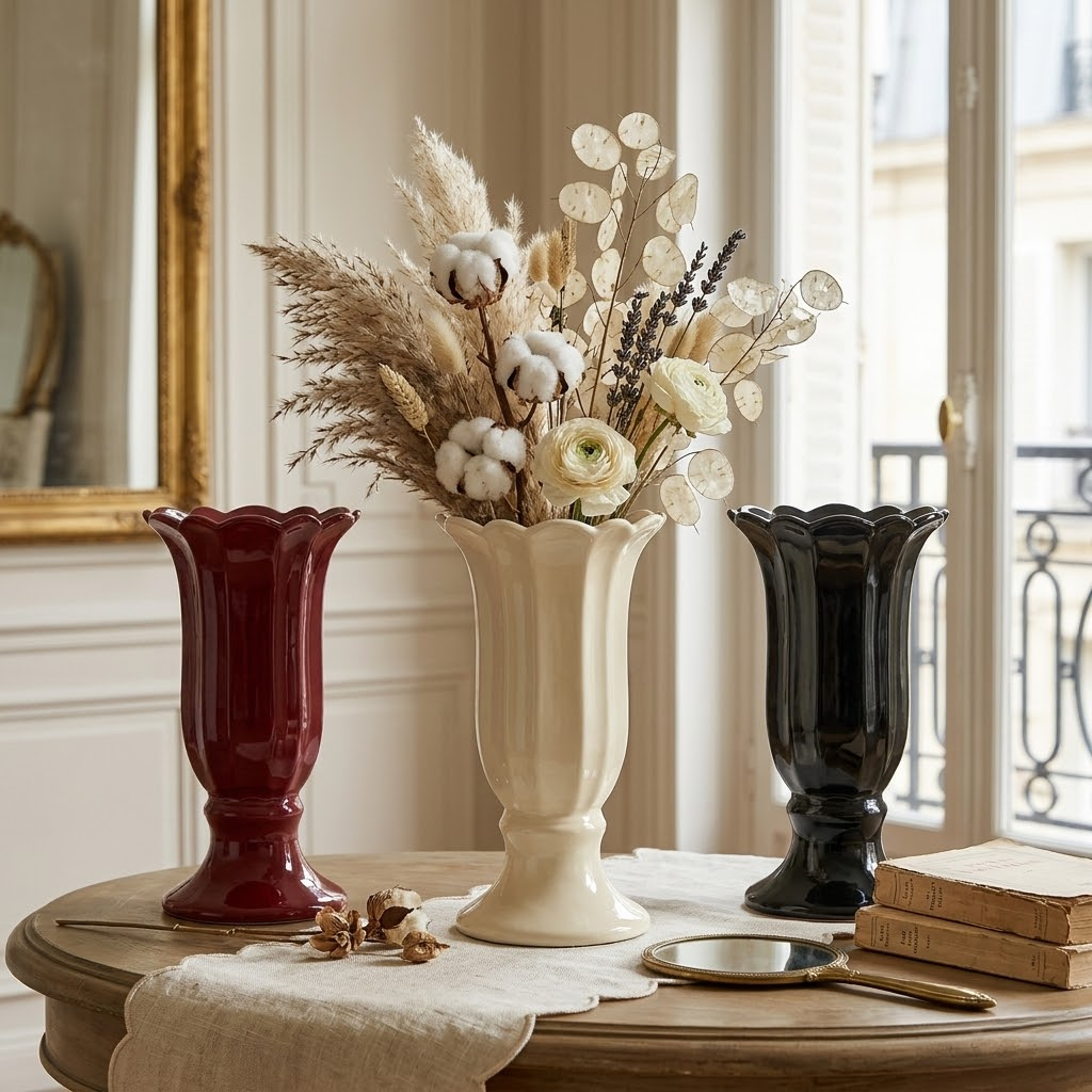 Cream Style Luxury Ceramic Goblet Vase