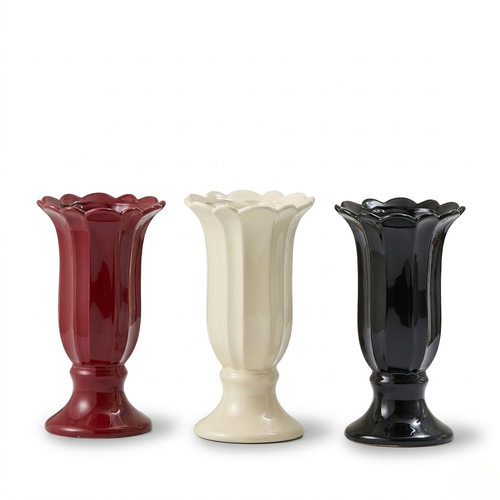 Cream Style Luxury Ceramic Goblet Vase