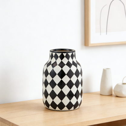 Checkerboard Ceramic Vase Ornament