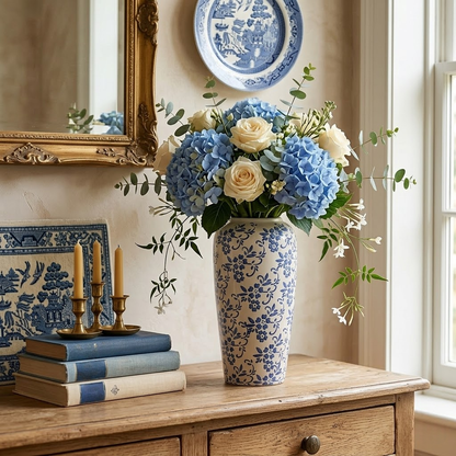 New Retro Blue and White Porcelain Vase