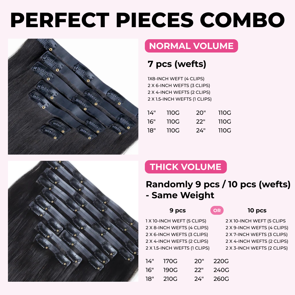 $99 BOGO | Lashey Body Wave / Yaki Straight / Kinky Straight / Straight Invisible Seamless Clip in Hair Extensions