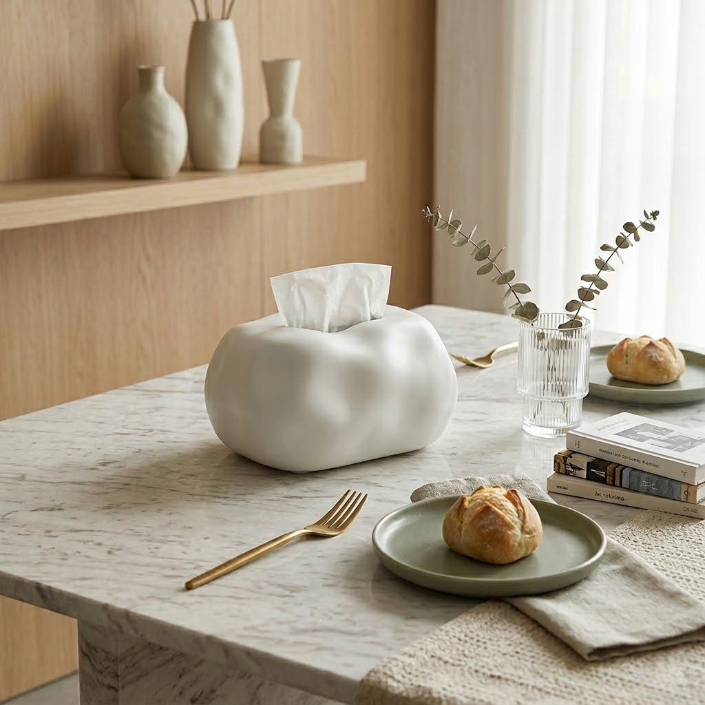 Artisan Stone-Texture Ceramic Tissue Box