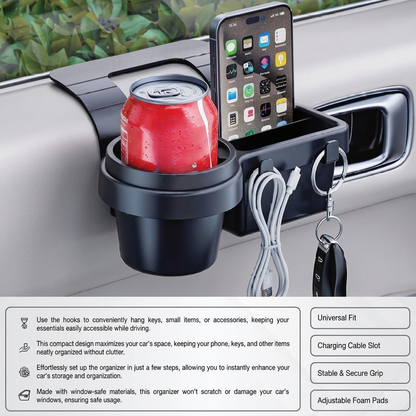 4-in-1 Car Window Organizer – Phone, Cup & Key Holder