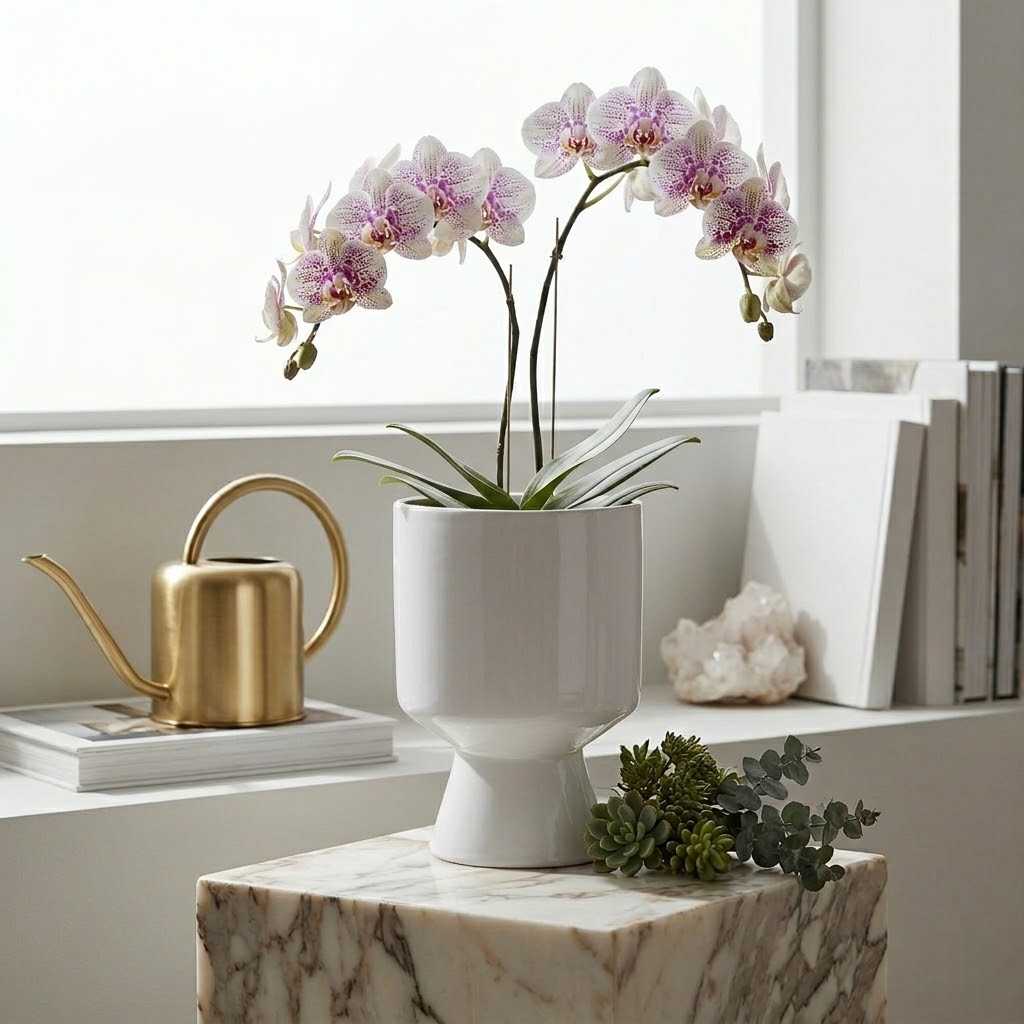 Modern Geometric Pedestal Ceramic Planter