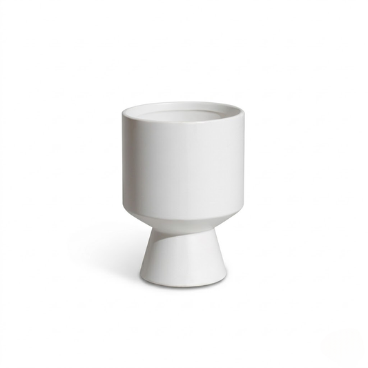 Modern Geometric Pedestal Ceramic Planter