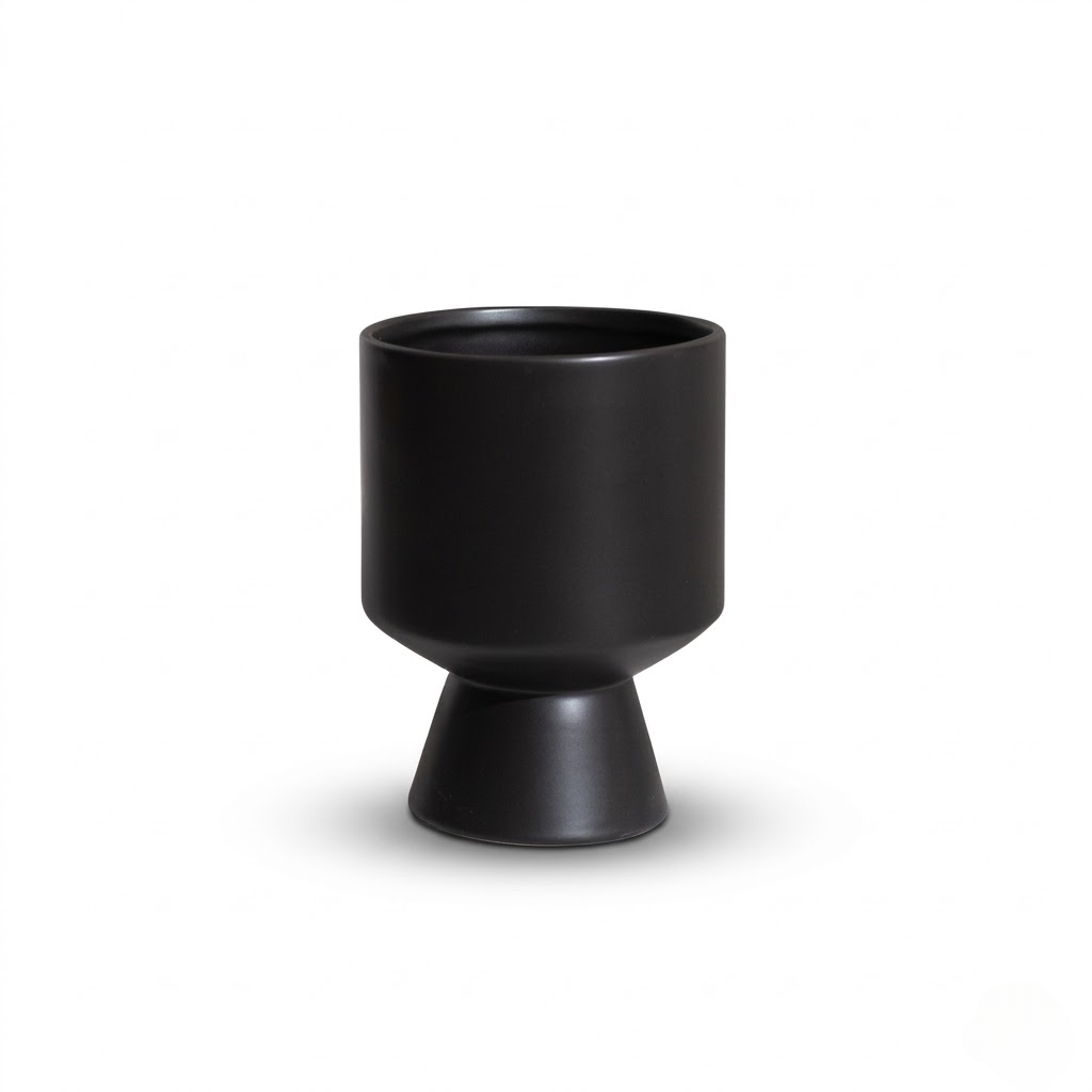 Modern Geometric Pedestal Ceramic Planter