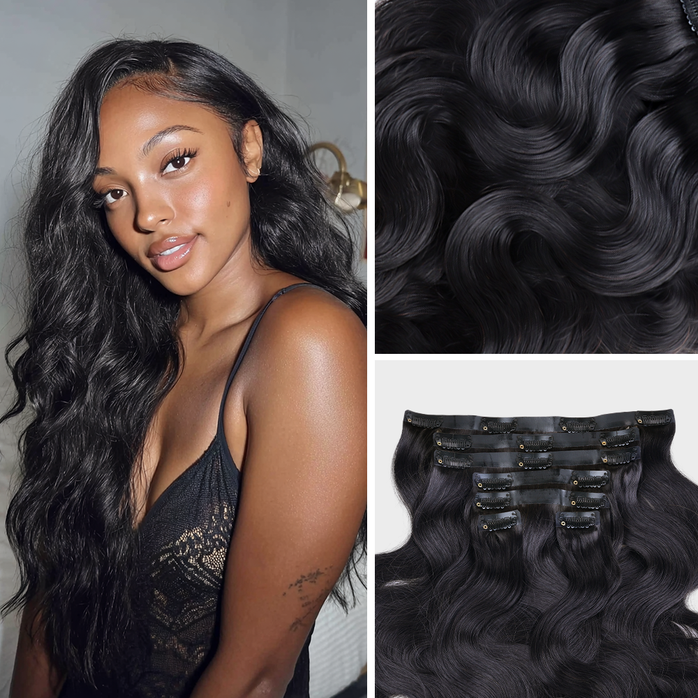 $99 BOGO | Lashey Body Wave / Yaki Straight / Kinky Straight / Straight Invisible Seamless Clip in Hair Extensions
