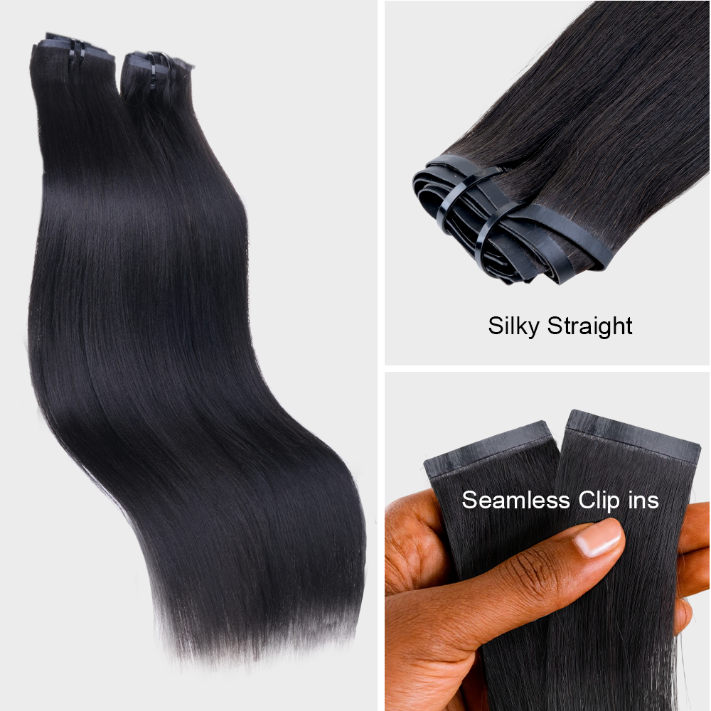 $99 BOGO | Lashey Body Wave / Yaki Straight / Kinky Straight / Straight Invisible Seamless Clip in Hair Extensions
