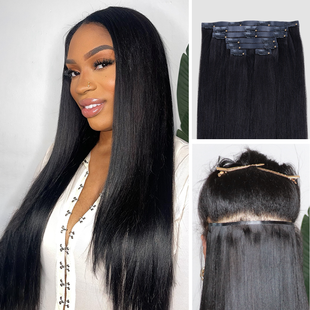 $99 BOGO | Lashey Body Wave / Yaki Straight / Kinky Straight / Straight Invisible Seamless Clip in Hair Extensions
