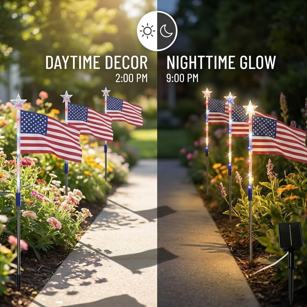 Honor America Every Night With Solar Flag Lights 🇺🇸