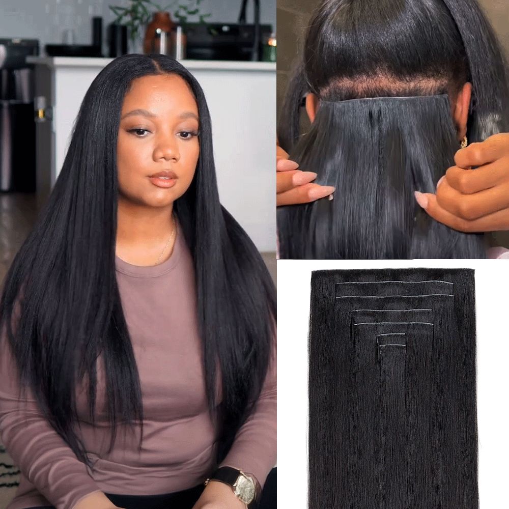 $99 BOGO | Lashey Body Wave / Yaki Straight / Kinky Straight / Straight Invisible Seamless Clip in Hair Extensions